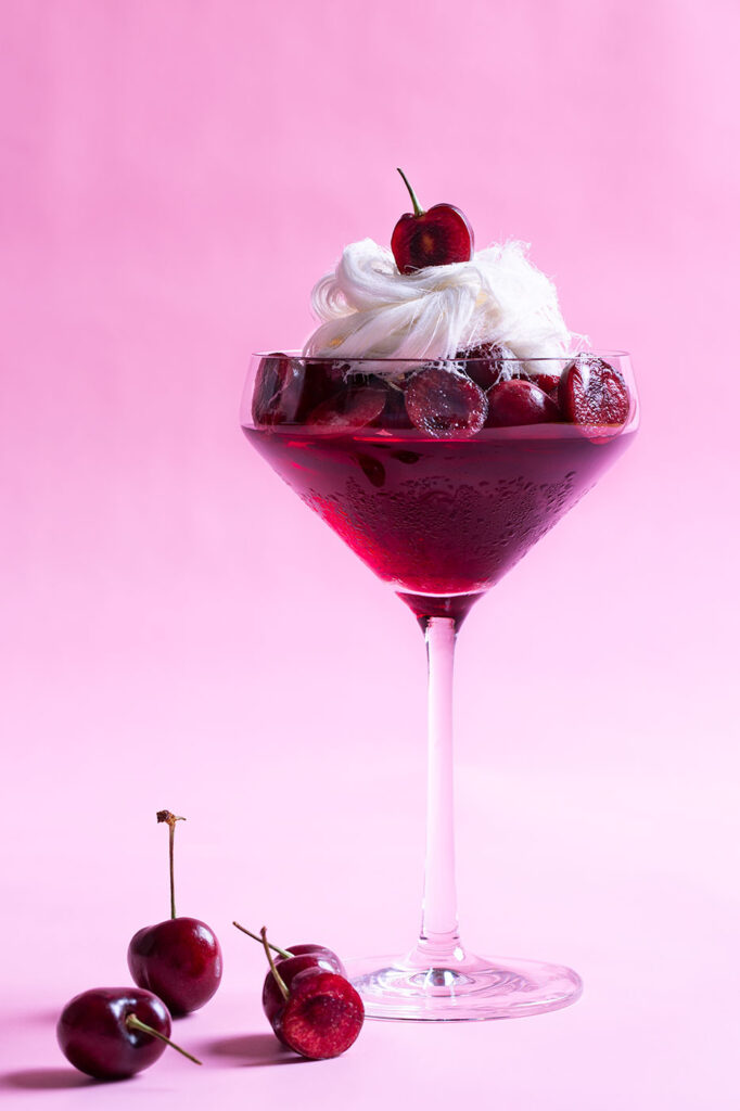 Cherry Red Wine Jelly with Persian Fairy Floss Christmas recipe Photography by Nelly le Comte